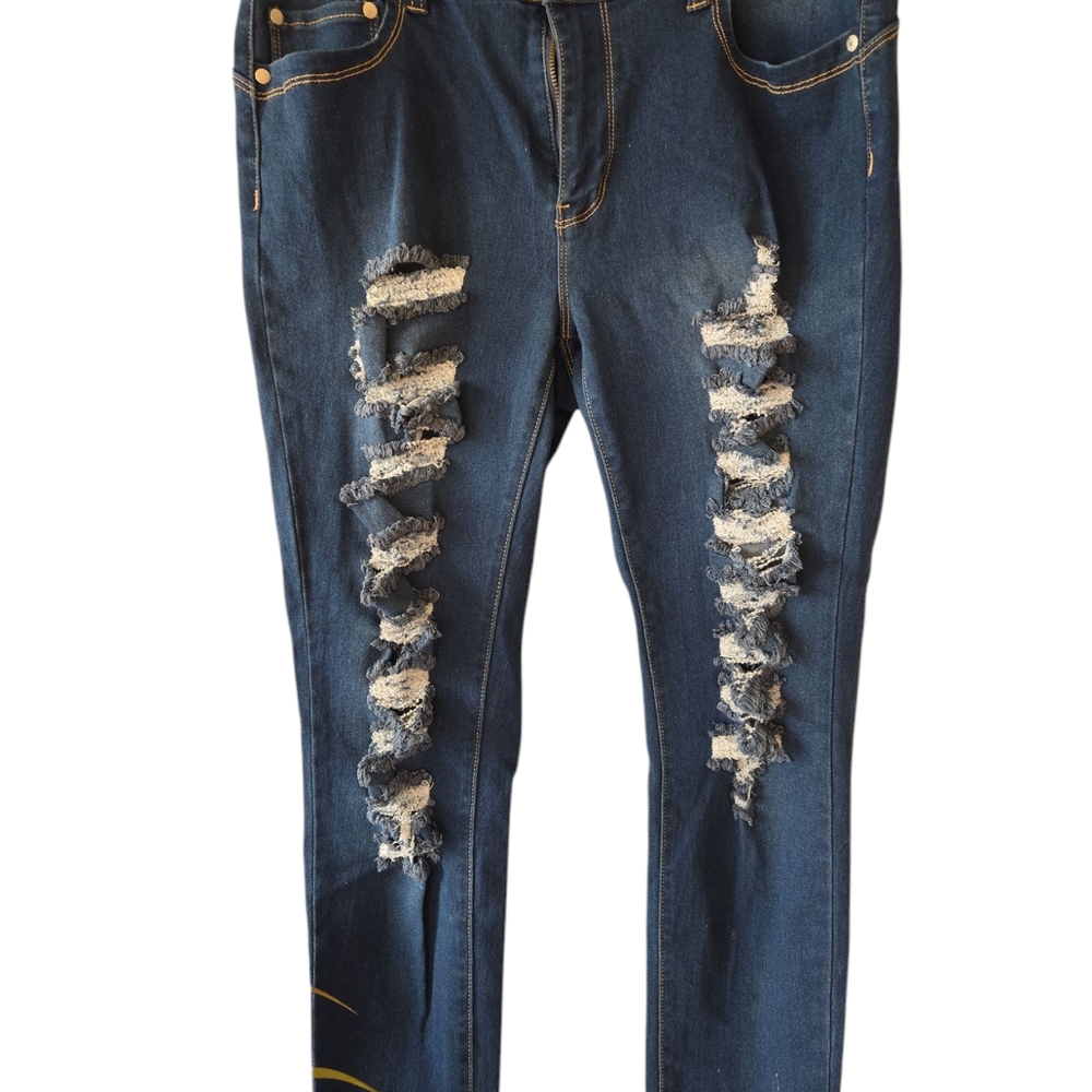 K.I.M By Kimberly Jeans Distressed Blue Jeans Sz 17/18